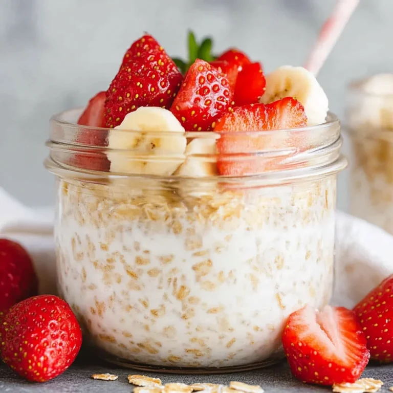 Overnight Oats - so cremig mit Joghurt, Banane & Erdbeeren